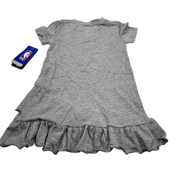 NBA Girl's Size 4T Portland Basketball Ruffle Layered Short Sleeve Dress Gray - Picture 2 of 16